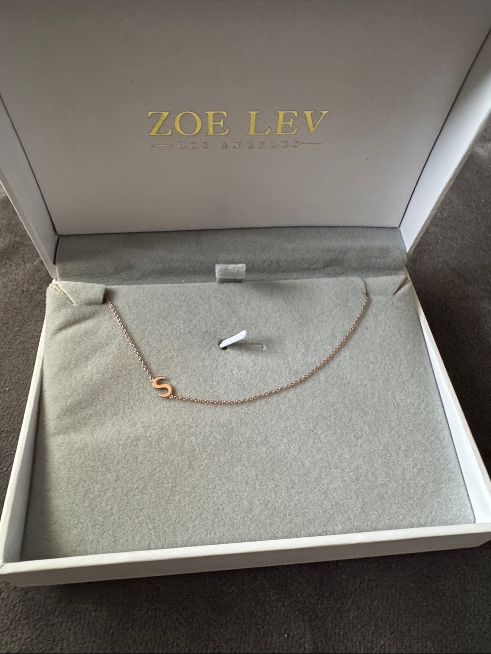 Zoe Lev Rose Gold 'S' Initial Necklace — Delicate Everyday Pendant